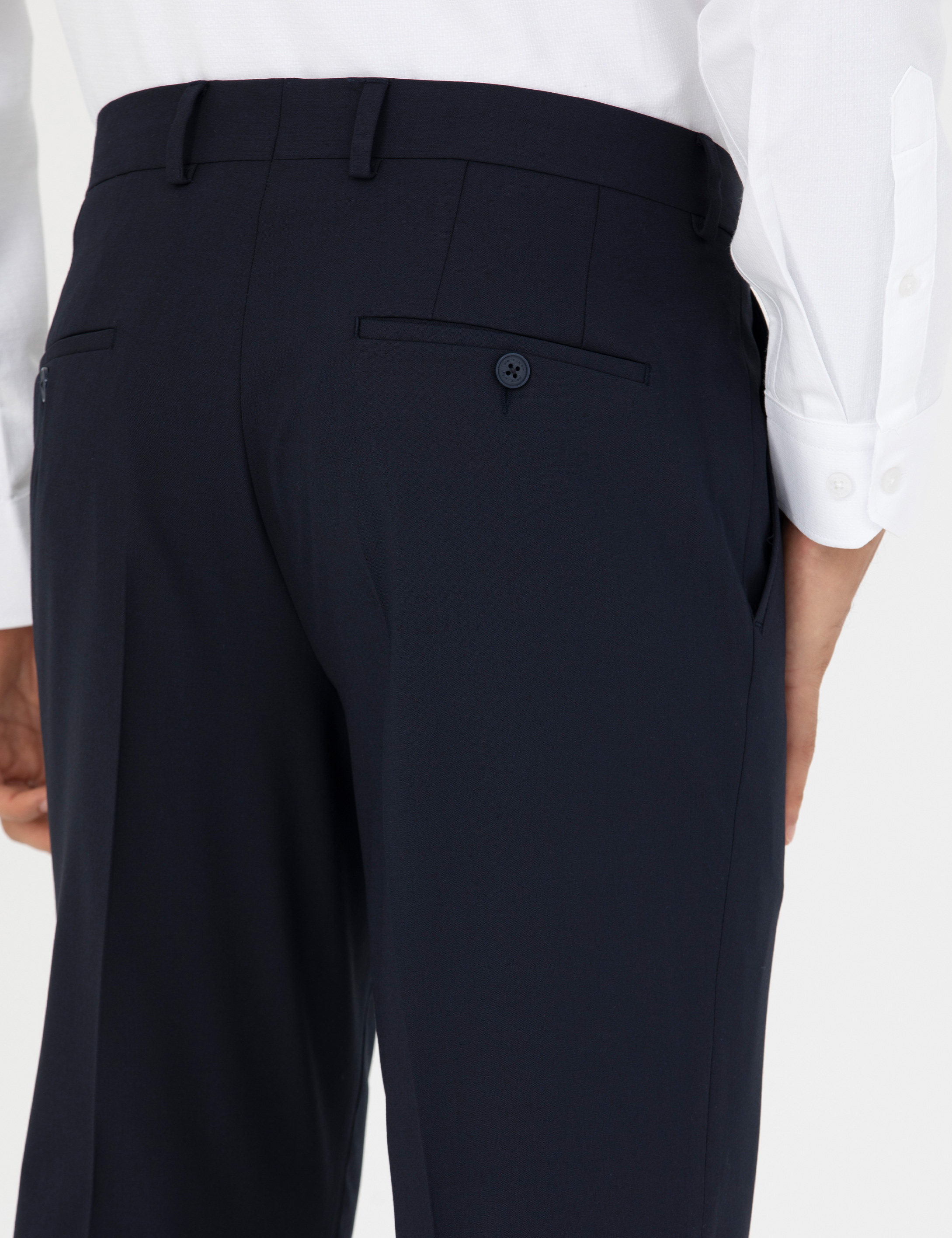 Lacivert Slim Fit Kumaş Pantolon - Image 6