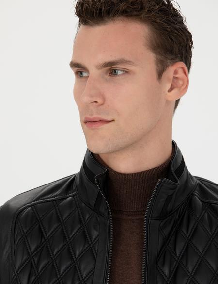 Siyah %100 Deri Ceket - 50285391001