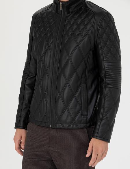 Siyah %100 Deri Ceket - 50285391001