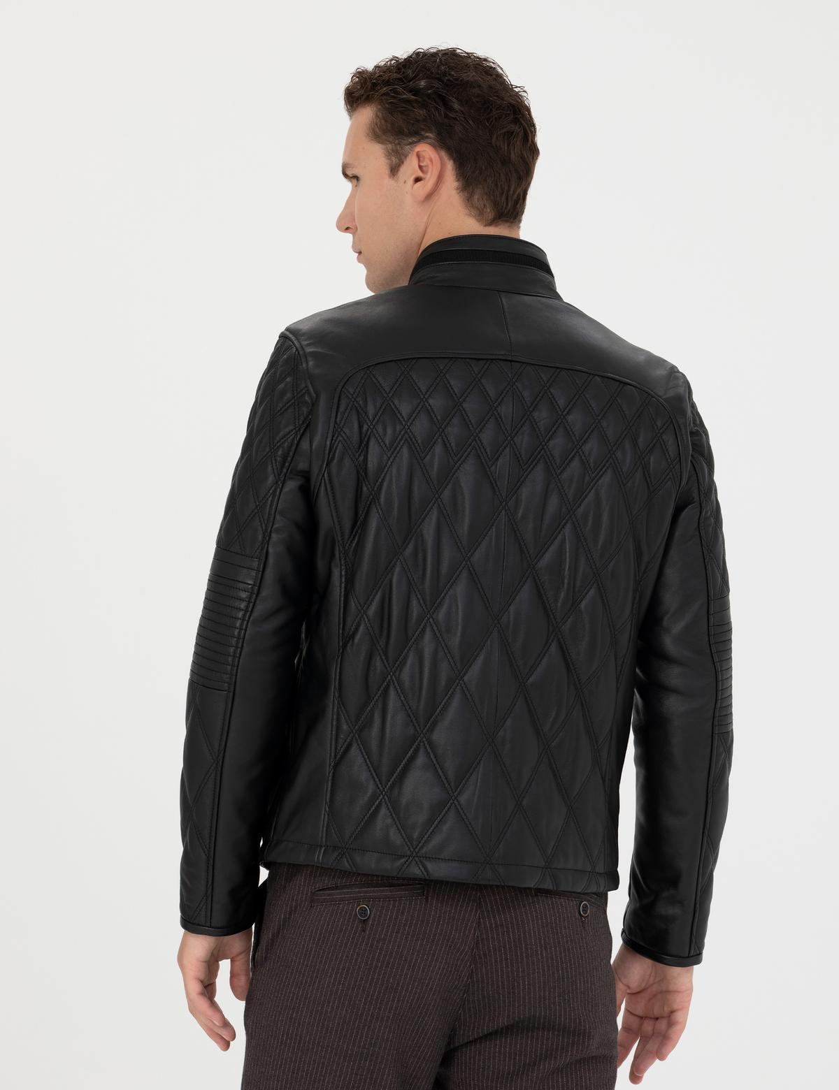 Siyah %100 Deri Ceket - 50285391001