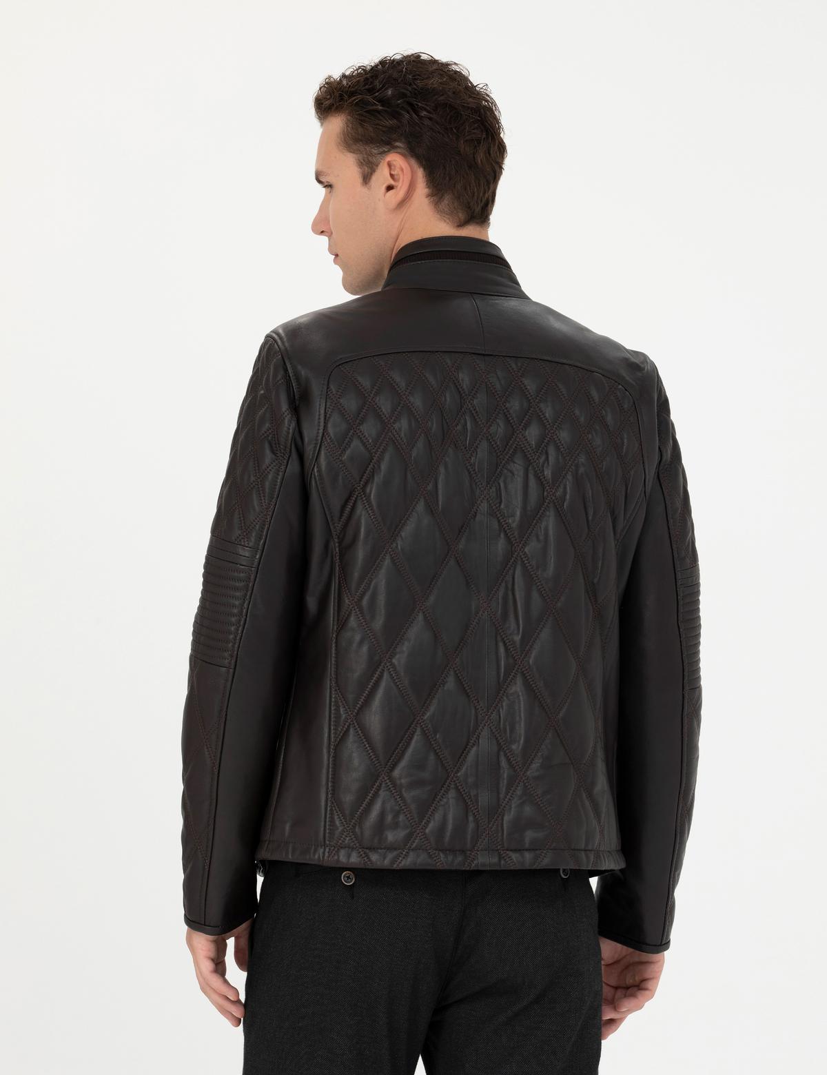 Kahverengi Deri Ceket - 50285391006