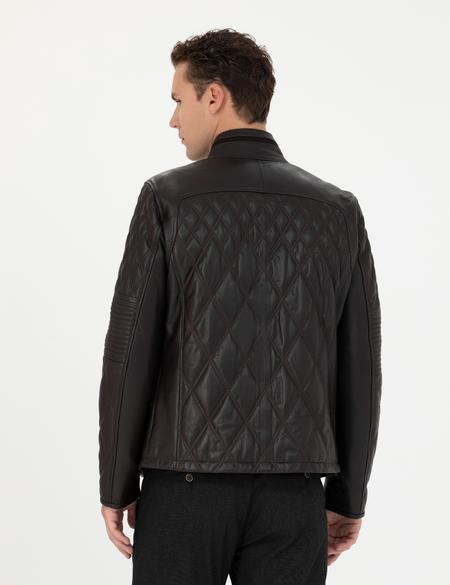 Kahverengi Deri Ceket - 50285391006