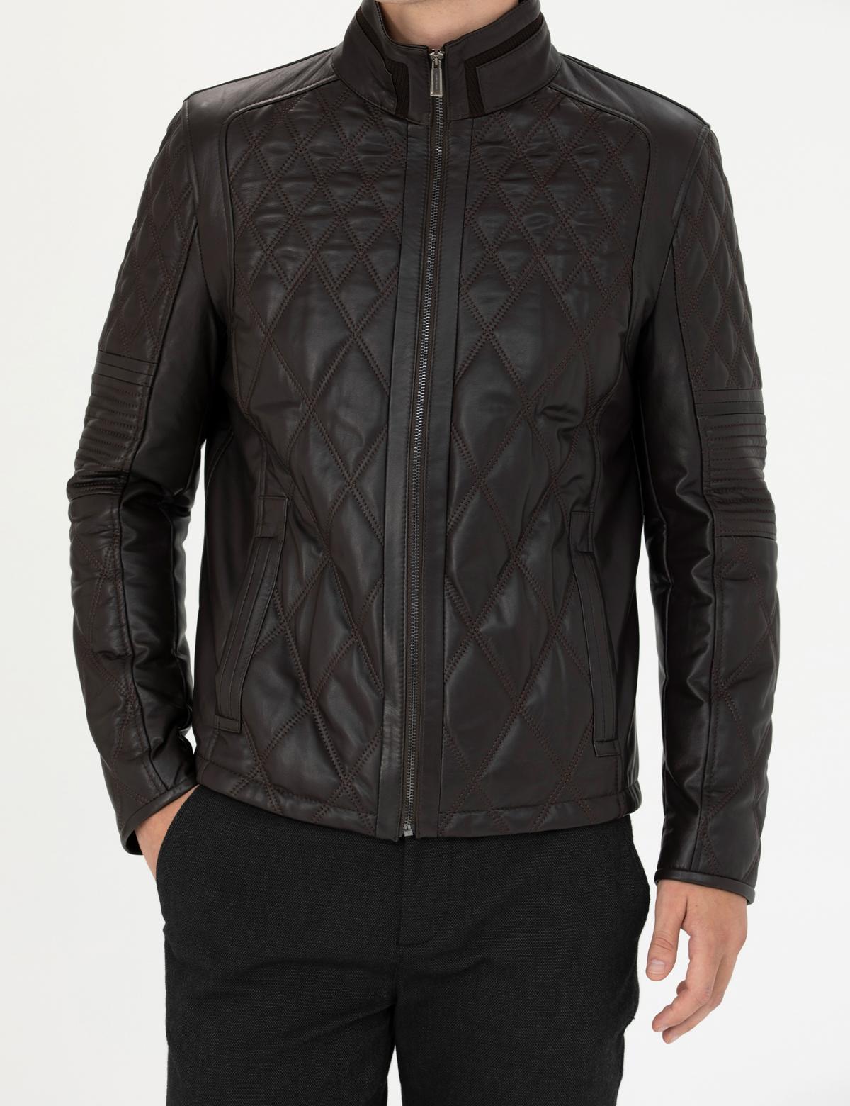 Kahverengi Deri Ceket - 50285391006