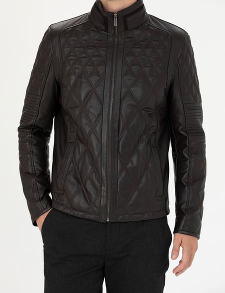 Kahverengi Deri Ceket - 50285391006