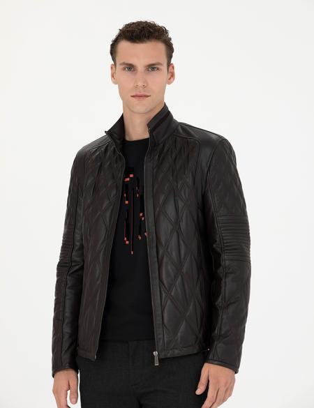 Kahverengi Deri Ceket - 50285391006