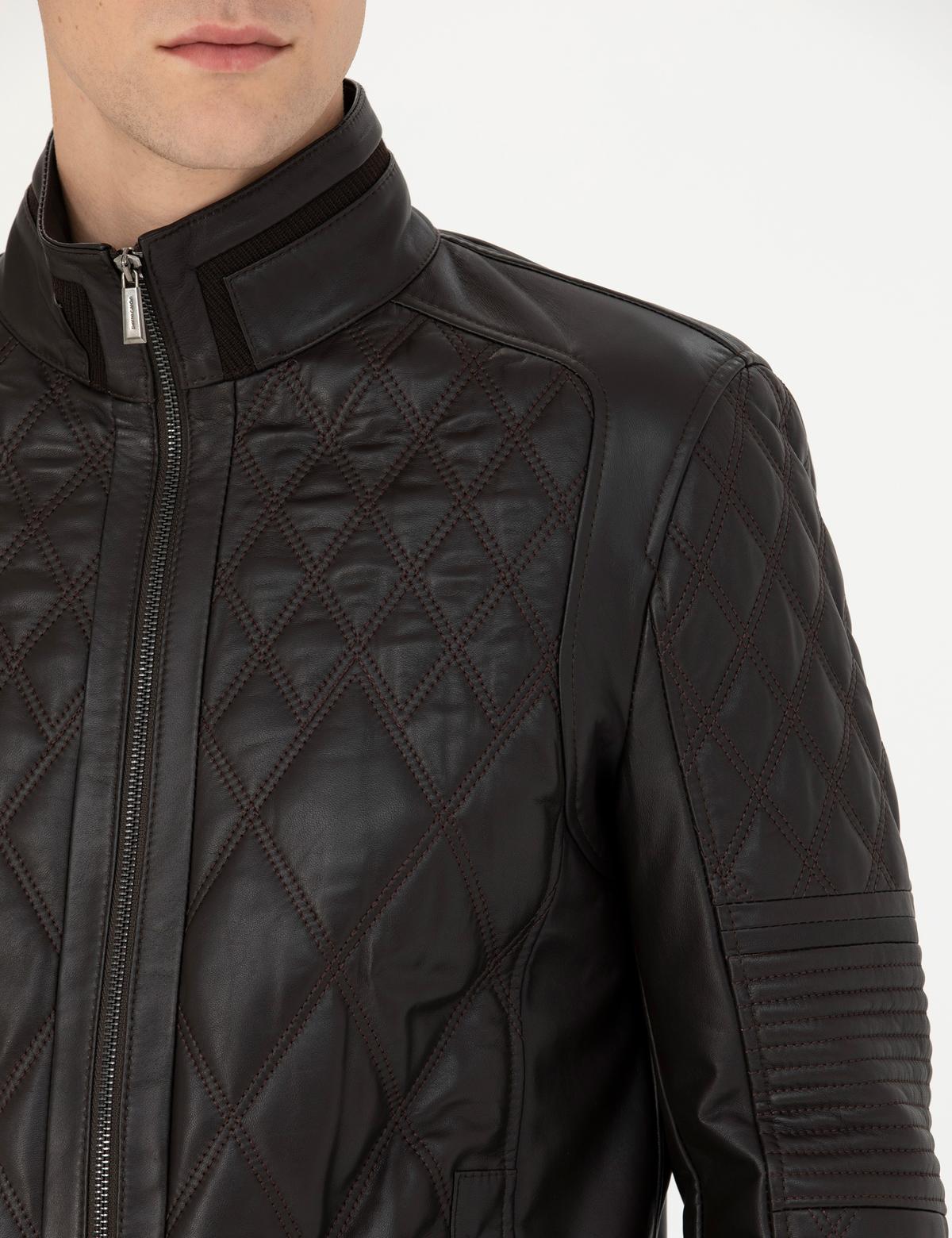 Kahverengi Deri Ceket - 50285391006