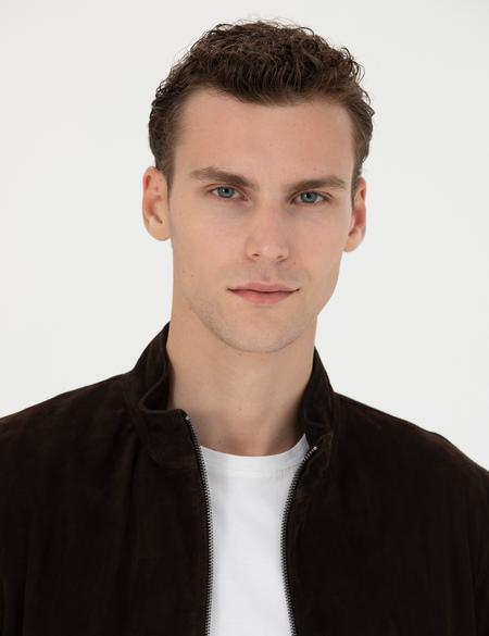 Kahverengi Deri Ceket - 50285598001