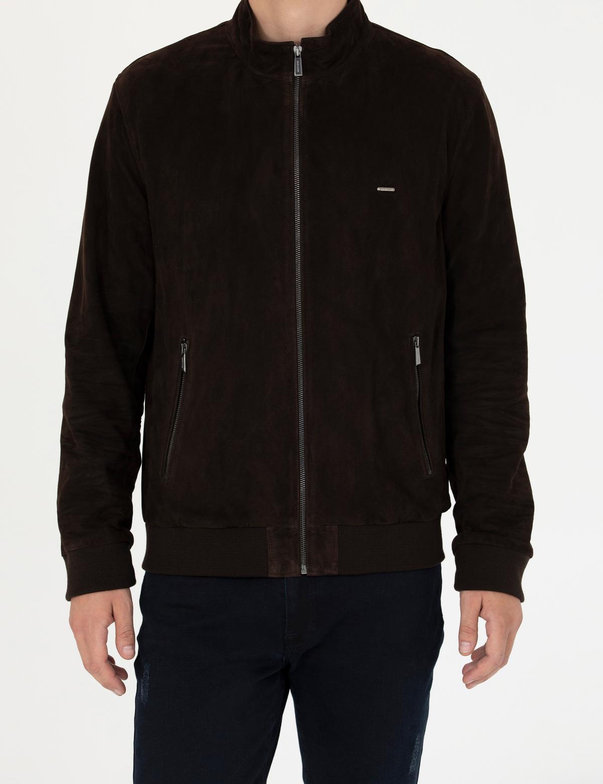 Kahverengi Deri Ceket - 50285598001