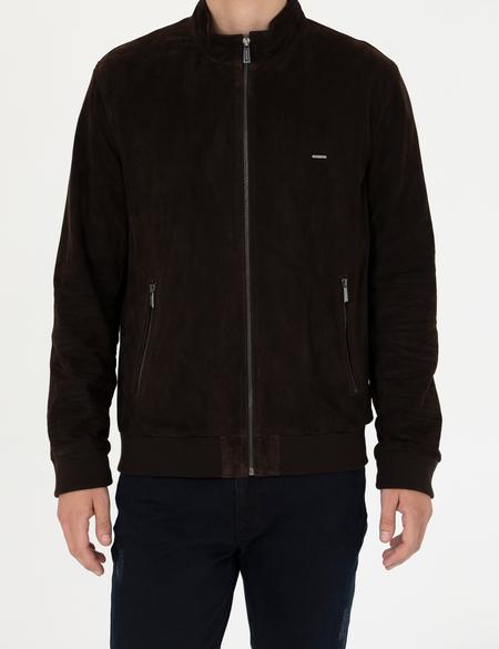 Kahverengi Deri Ceket - 50285598001