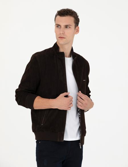 Kahverengi Deri Ceket - 50285598001