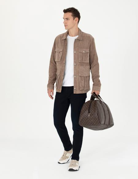 Bej Deri Ceket - 50285599004