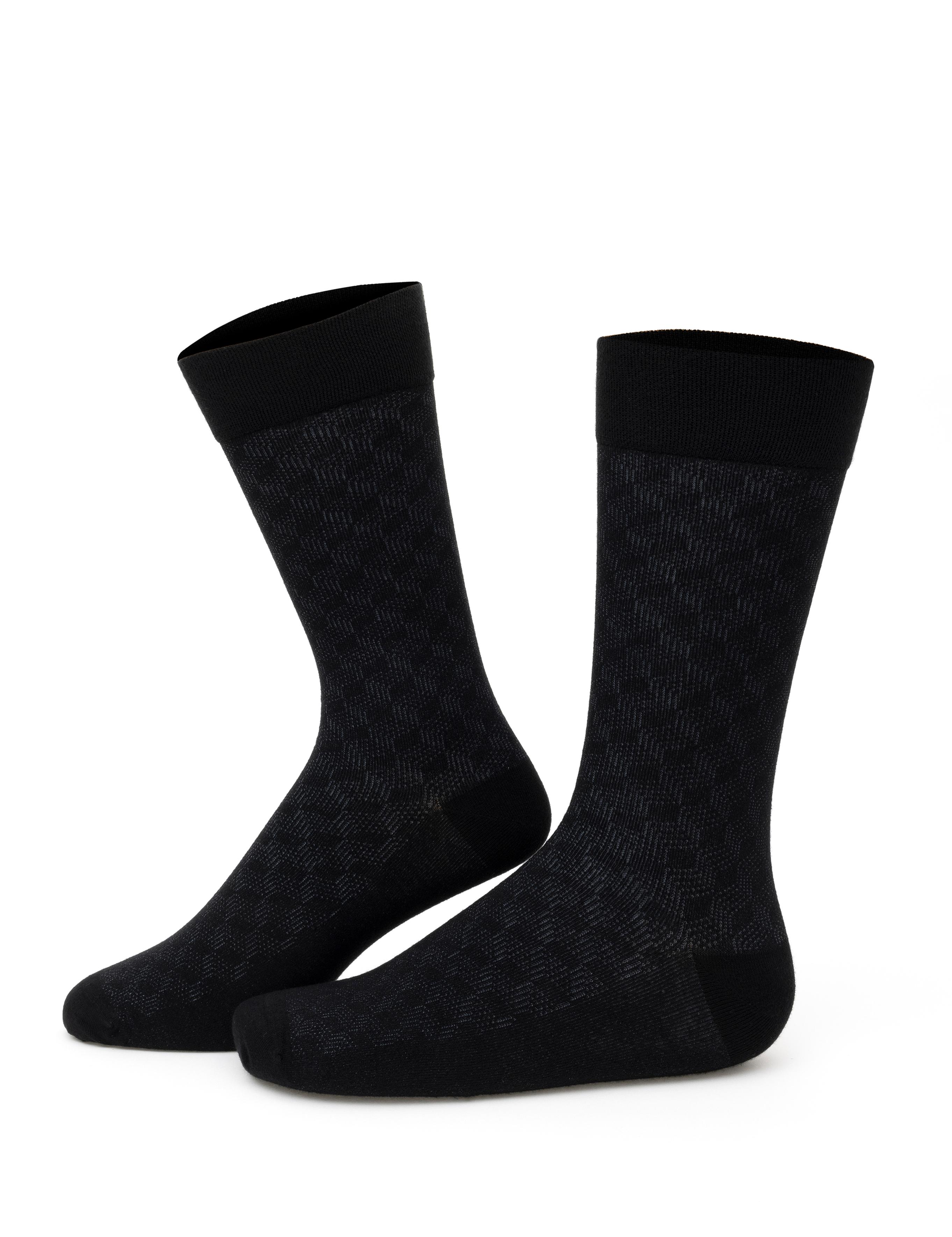 Erkek Bambu Karışımlı Siyah Soket Desenli Çorap