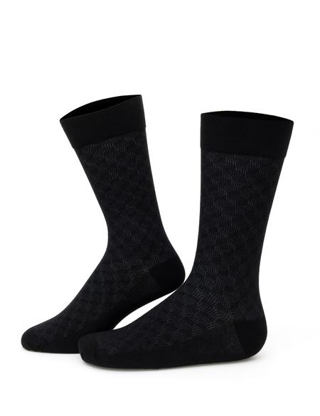 Erkek Bambu Karışımlı Siyah Soket Desenli Çorap - 50280859001