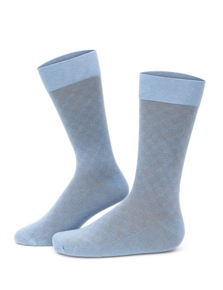 Erkek Bambu Karışımlı Mavi Soket Desenli Çorap - 50280859003