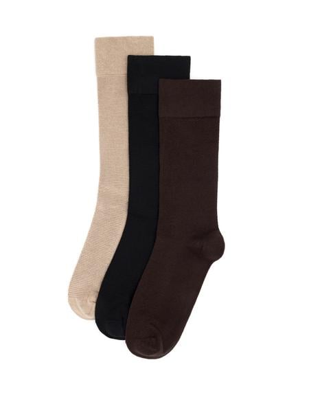 Erkek Bambu Karışımlı 3'lü Paket Kahverengi Soket Basic Çorap - 50280871004
