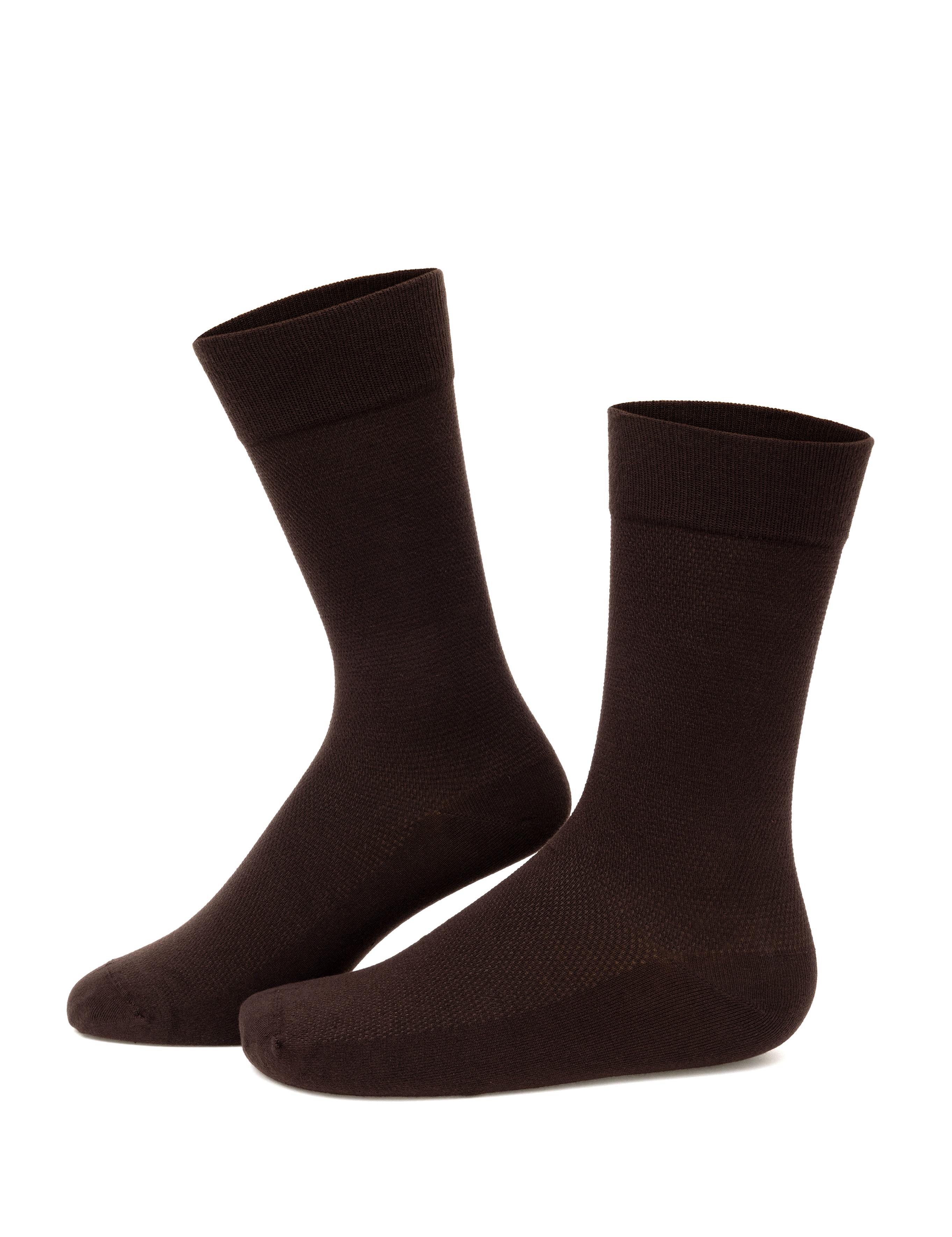 Erkek Bambu Karışımlı 3'lü Paket Kahverengi Soket Basic Çorap