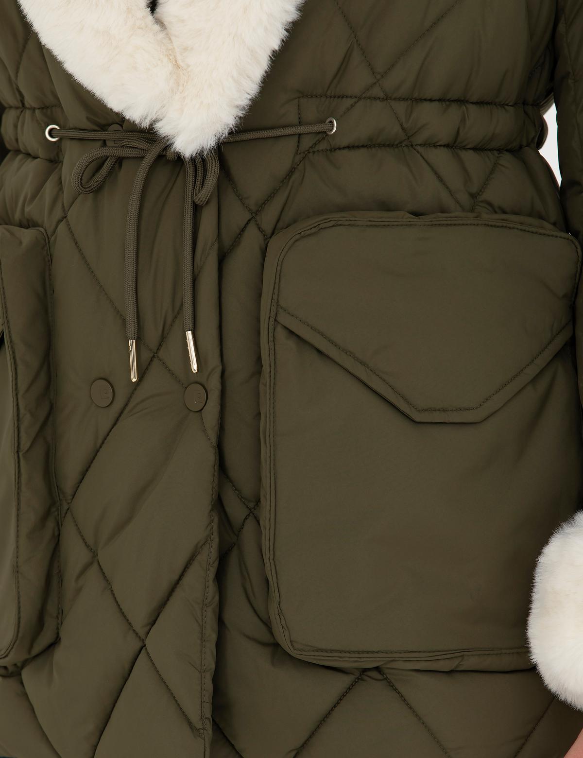 Yeşil Kürklü Mont - 50277567002