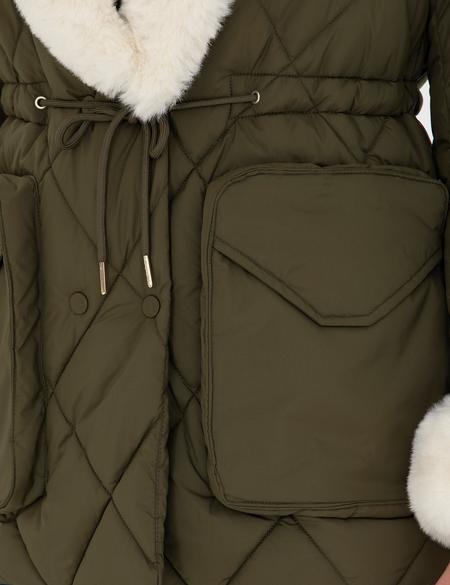 Yeşil Kürklü Mont - 50277567002