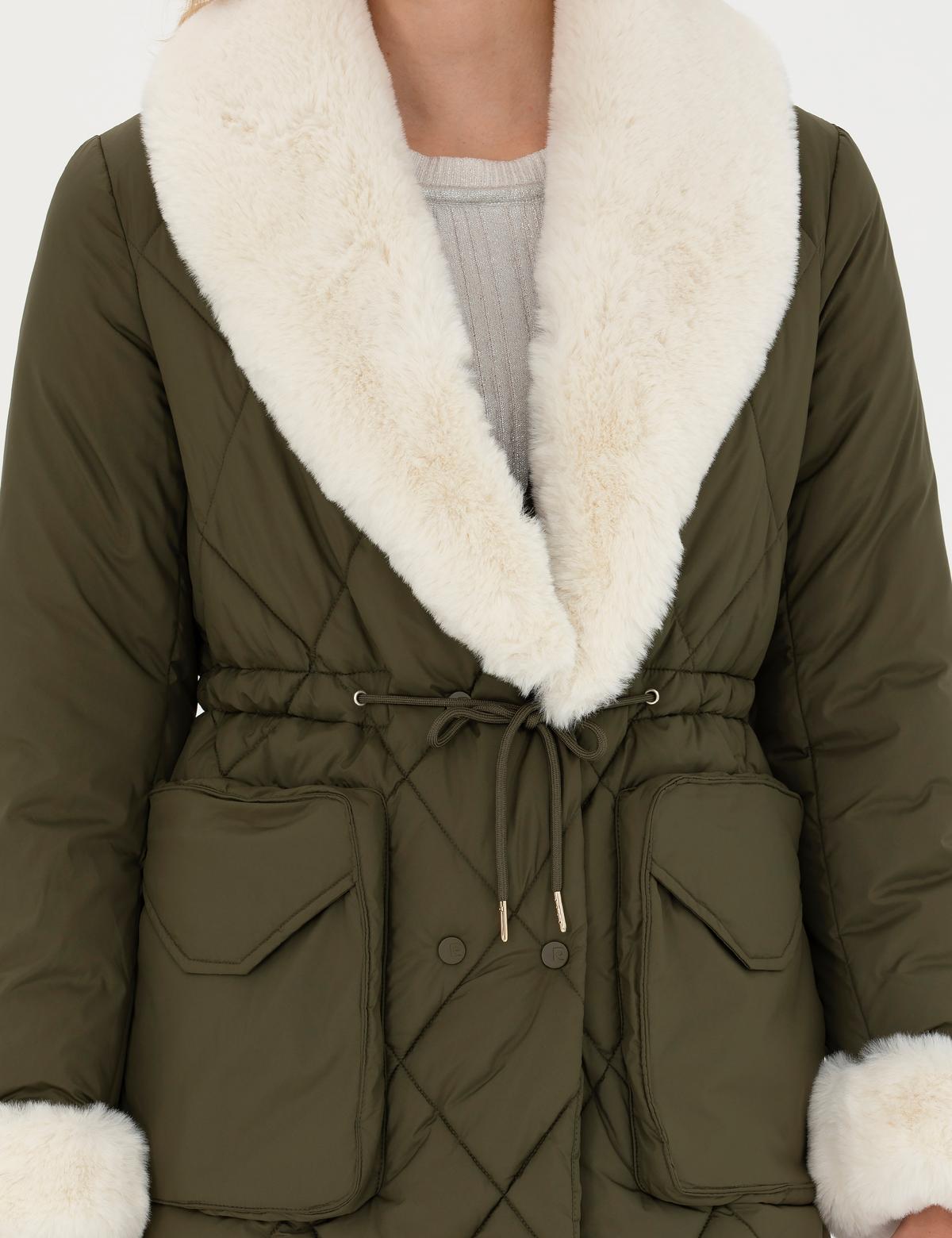 Yeşil Kürklü Mont - 50277567002