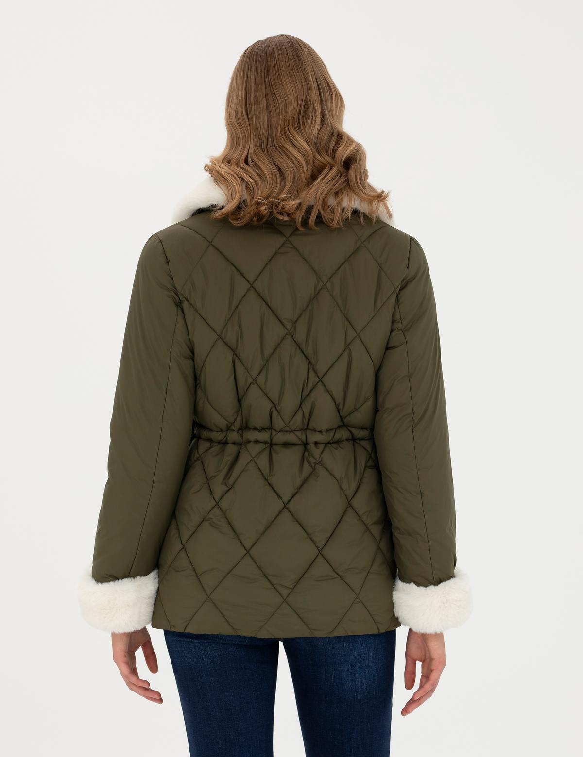 Yeşil Kürklü Mont - 50277567002