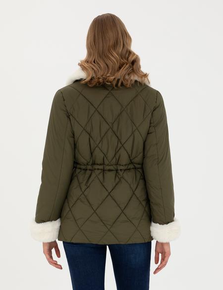 Yeşil Kürklü Mont - 50277567002