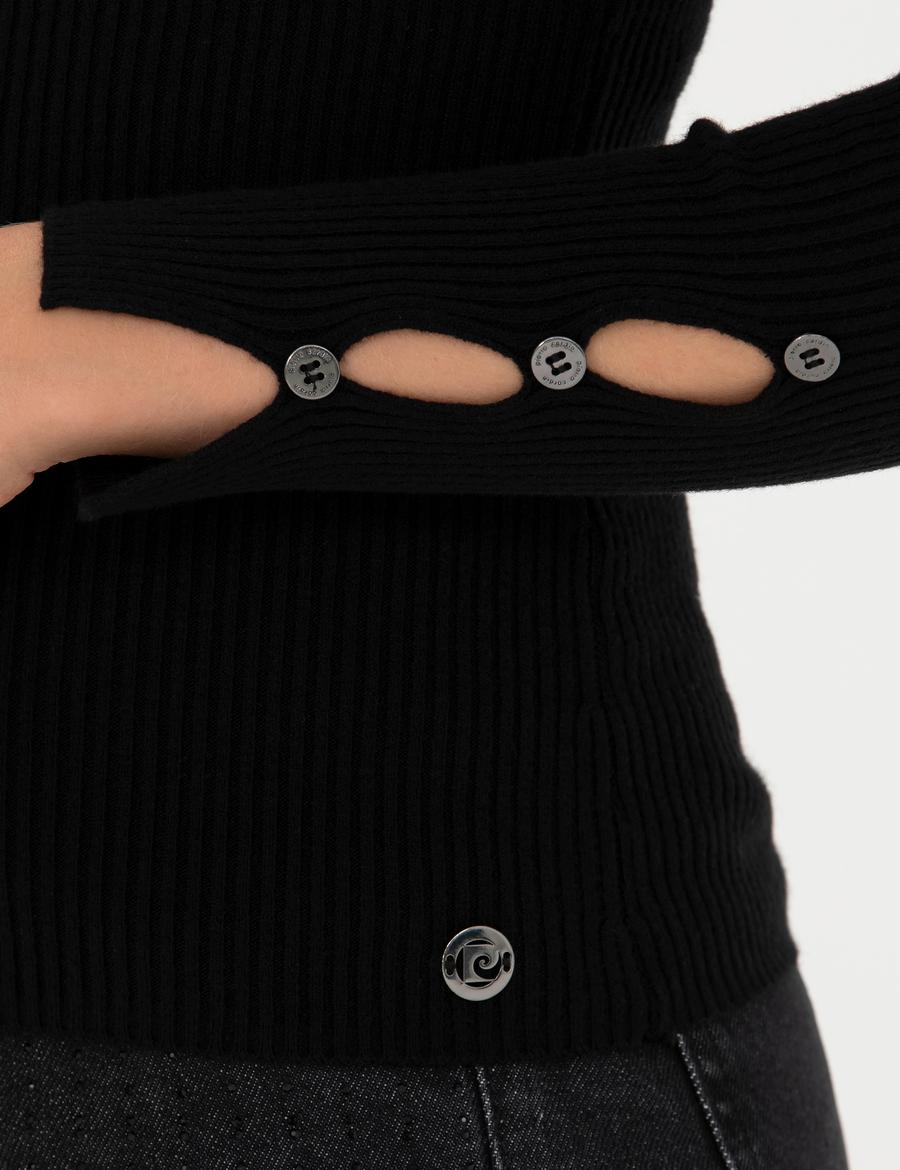 Siyah Ex Slim Fit V Yaka Kazak