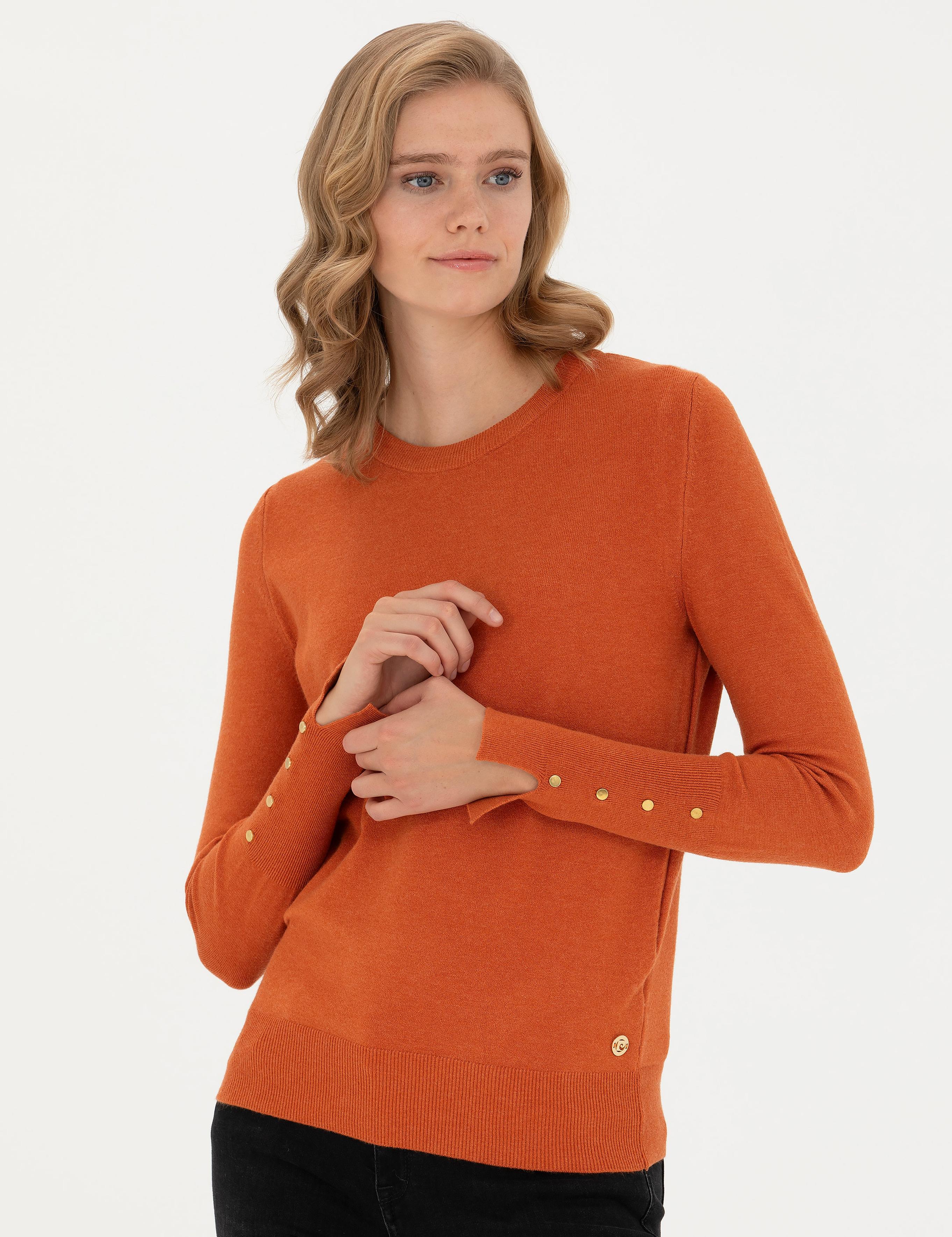 Kiremit Slim Fit Bisiklet Yaka Kazak