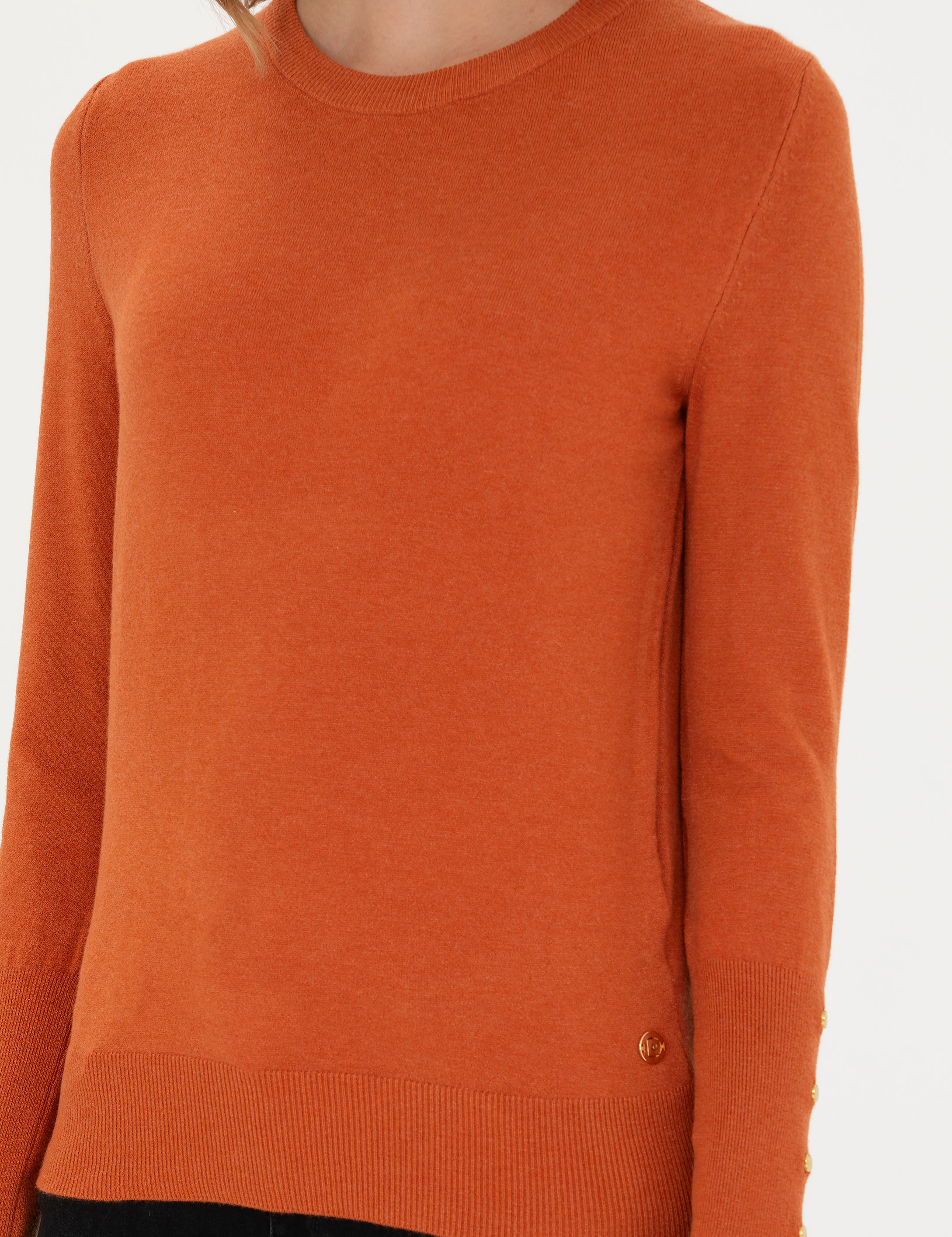 Kiremit Slim Fit Bisiklet Yaka Kazak - Image 6