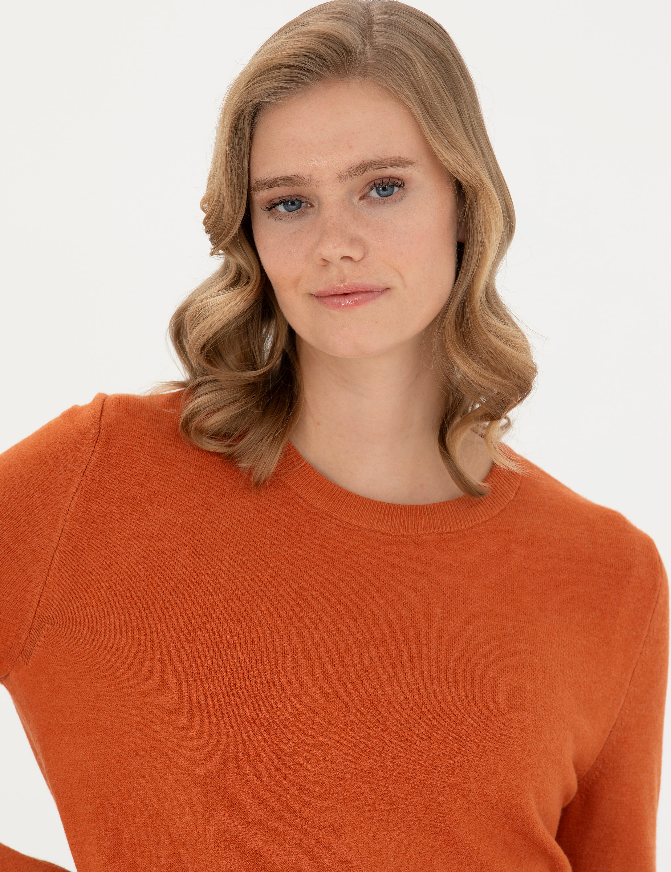 Kiremit Slim Fit Bisiklet Yaka Kazak - Image 2