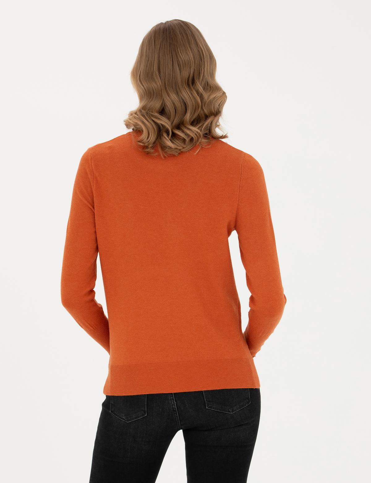 Kiremit Slim Fit Bisiklet Yaka Kazak - 50276205017