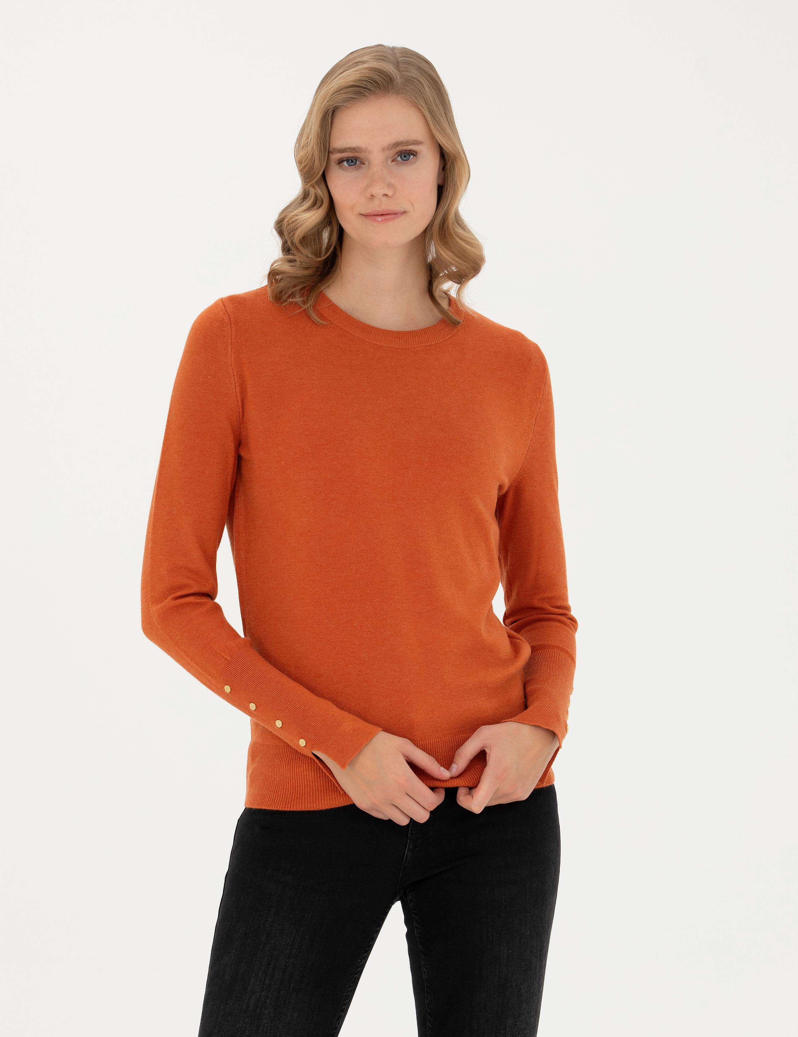 Kiremit Slim Fit Bisiklet Yaka Kazak