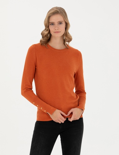 Kiremit Slim Fit Bisiklet Yaka Kazak