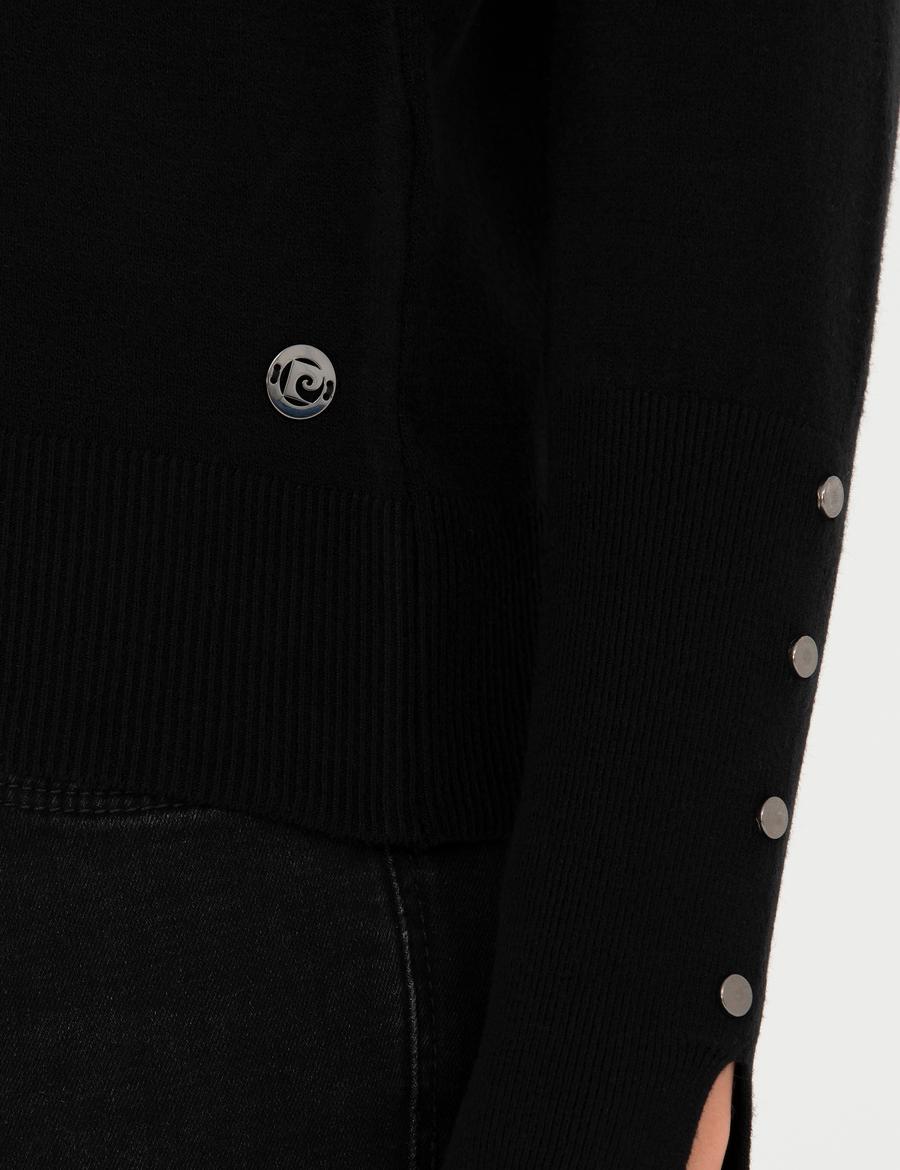 Siyah Slim Fit Bisiklet Yaka Kazak