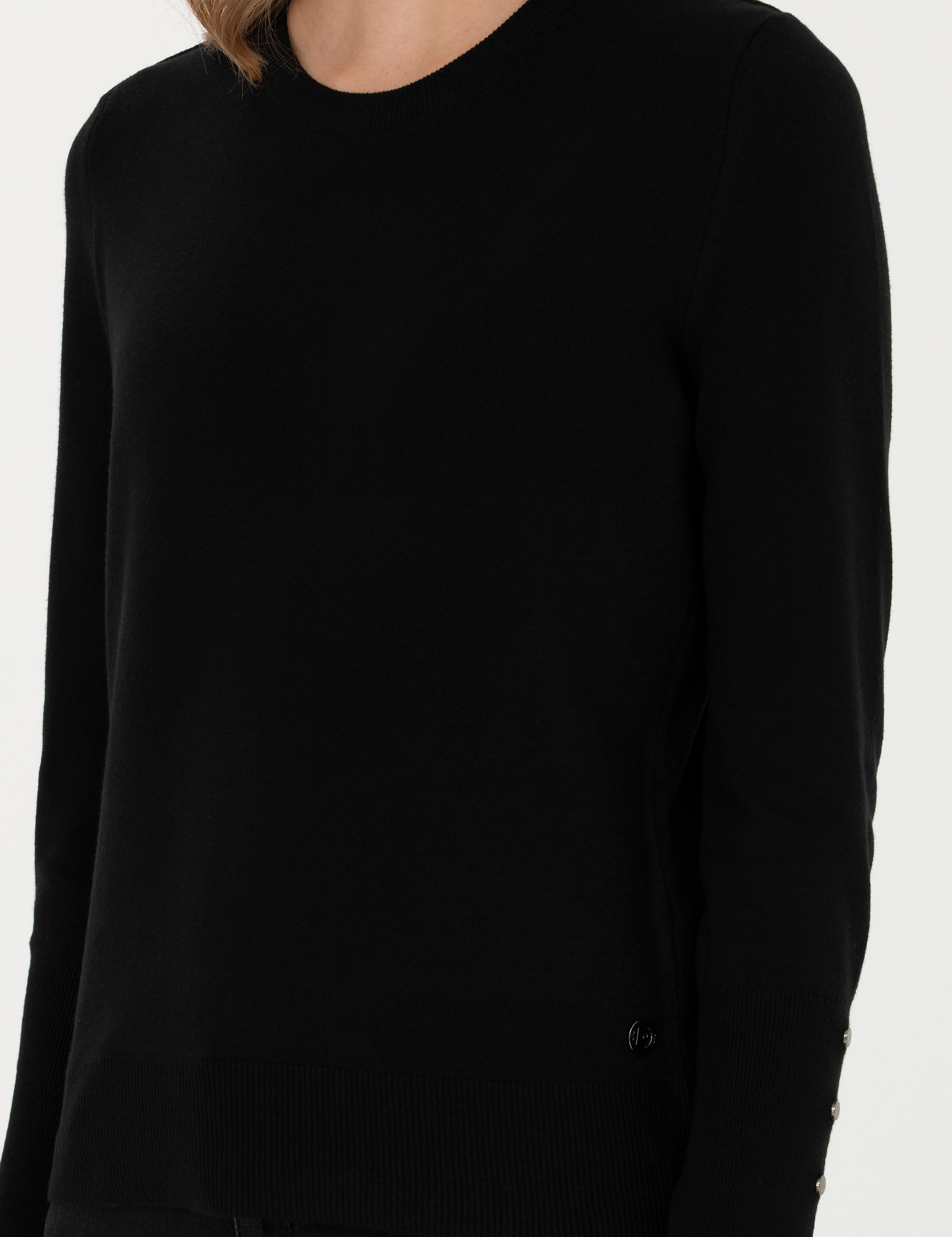 Siyah Slim Fit Bisiklet Yaka Kazak