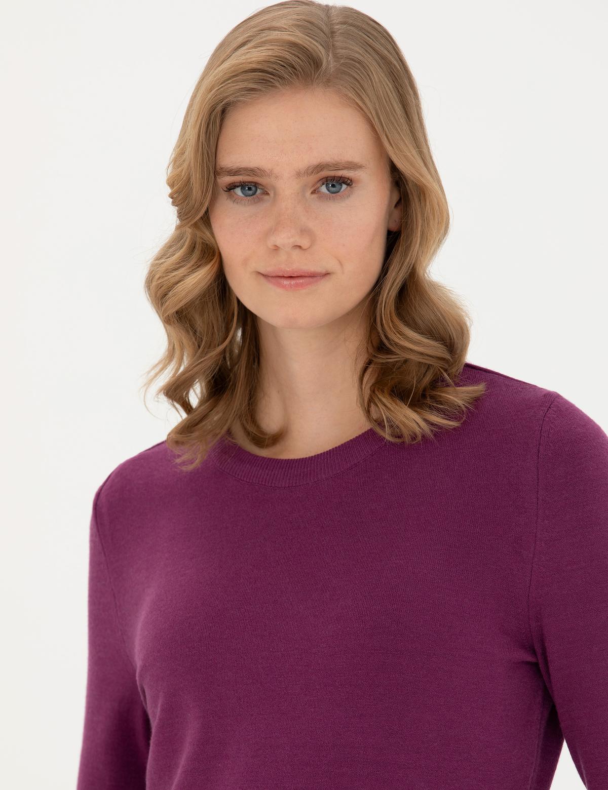 Menekşe Slim Fit Bisiklet Yaka Kazak - 50276205045