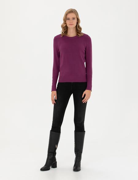 Menekşe Slim Fit Bisiklet Yaka Kazak - 50276205045