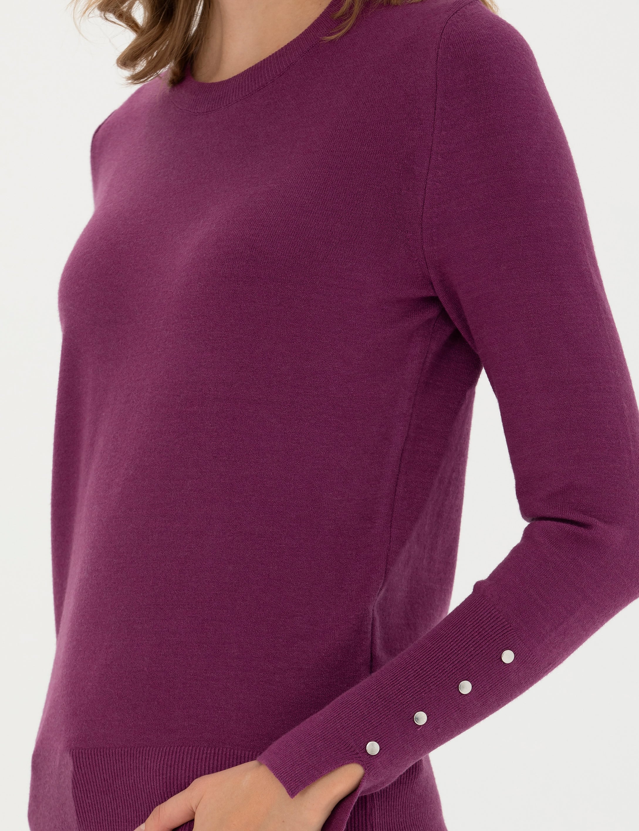Menekşe Slim Fit Bisiklet Yaka Kazak - Image 6