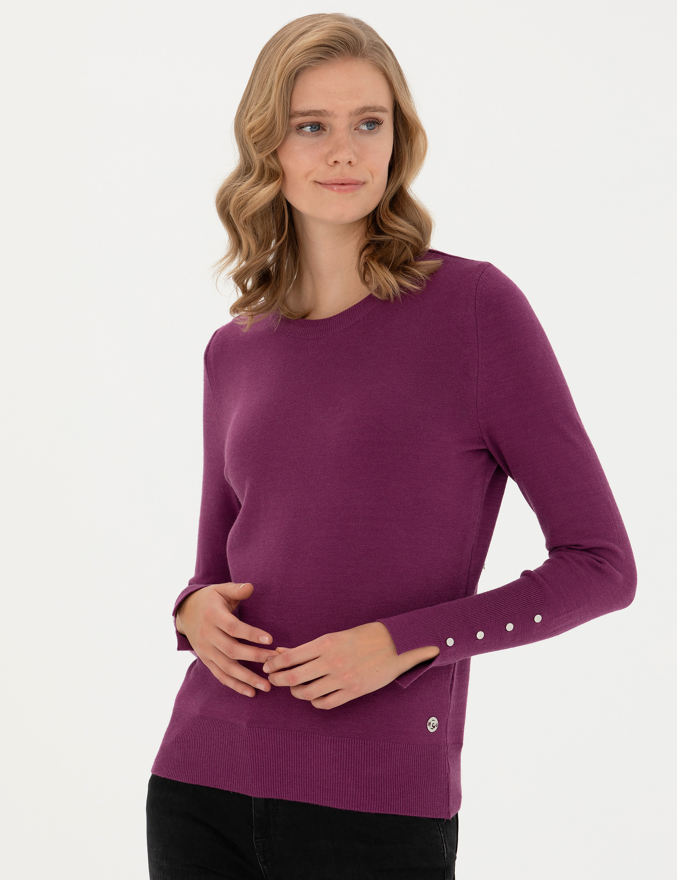 Menekşe Slim Fit Bisiklet Yaka Kazak - Image 3
