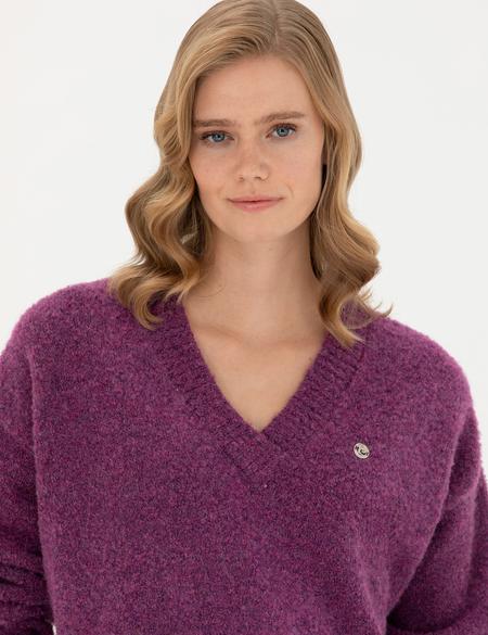 Menekşe Comfort Fit V Yaka Kazak - 50277149023