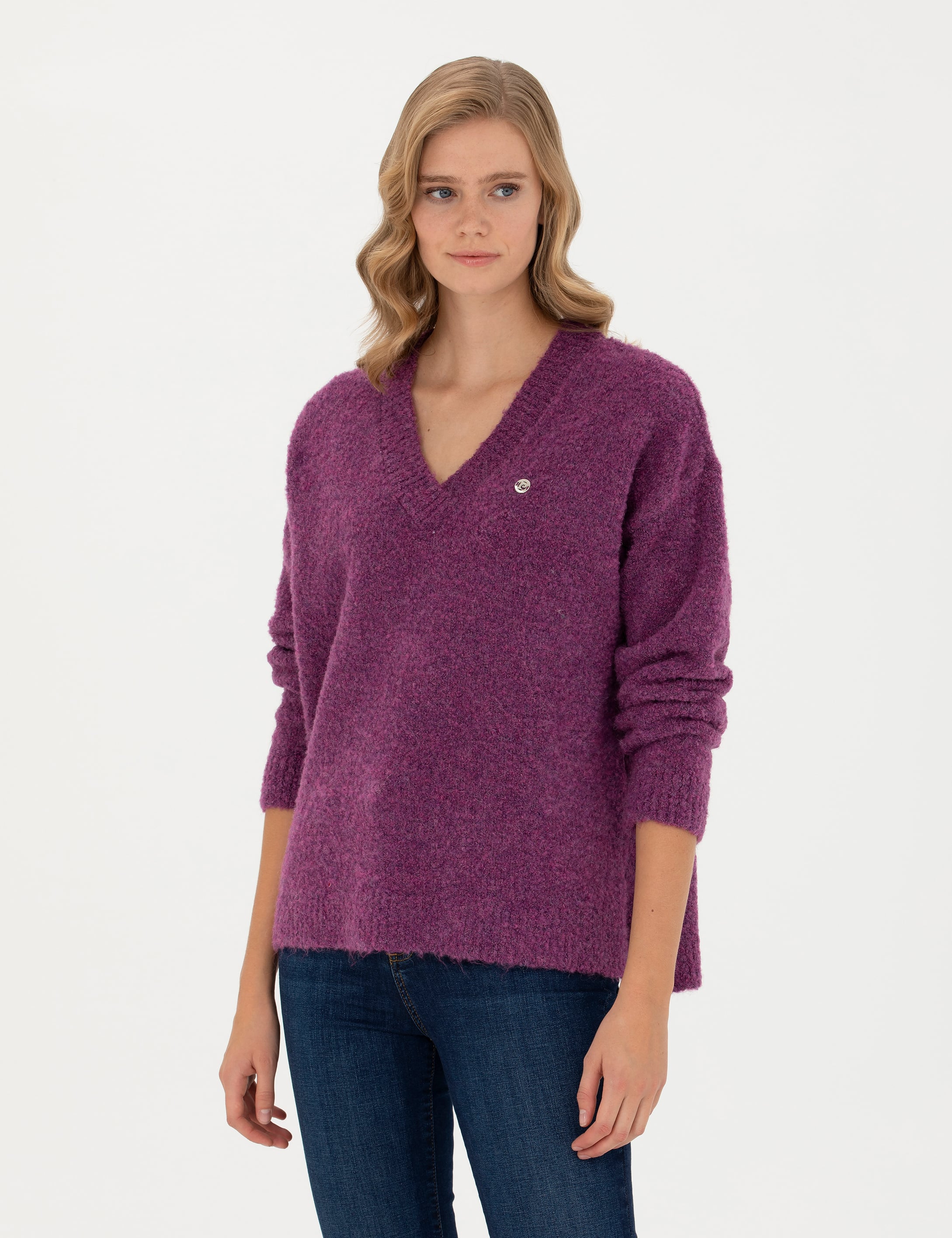 Menekşe Comfort Fit V Yaka Kazak - Image 1