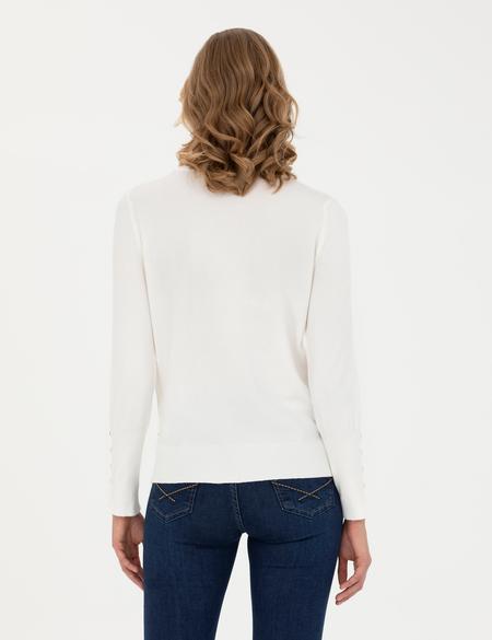 Ekru Slim Fit Bisiklet Yaka Kazak - 50276205050