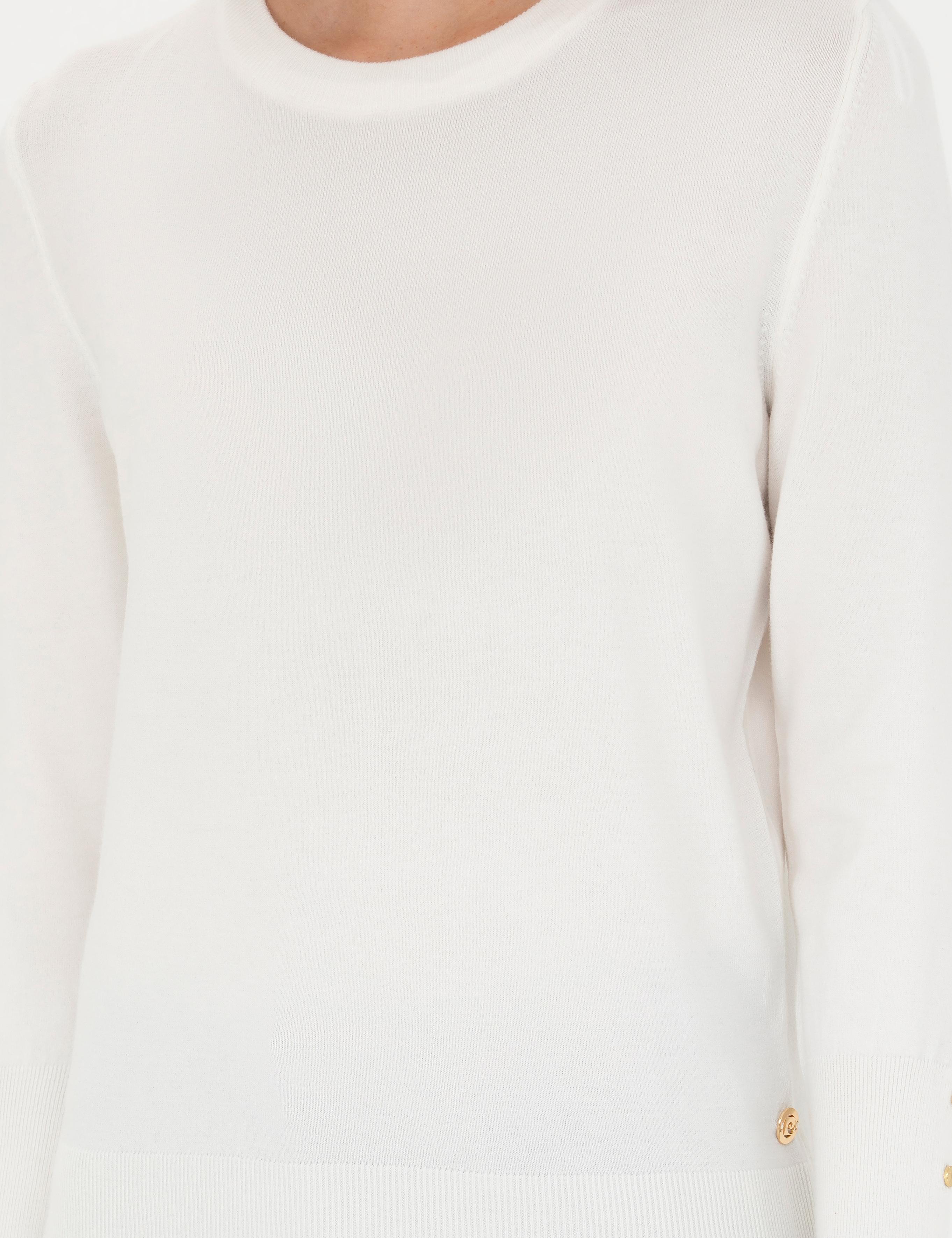 Ekru Slim Fit Bisiklet Yaka Kazak