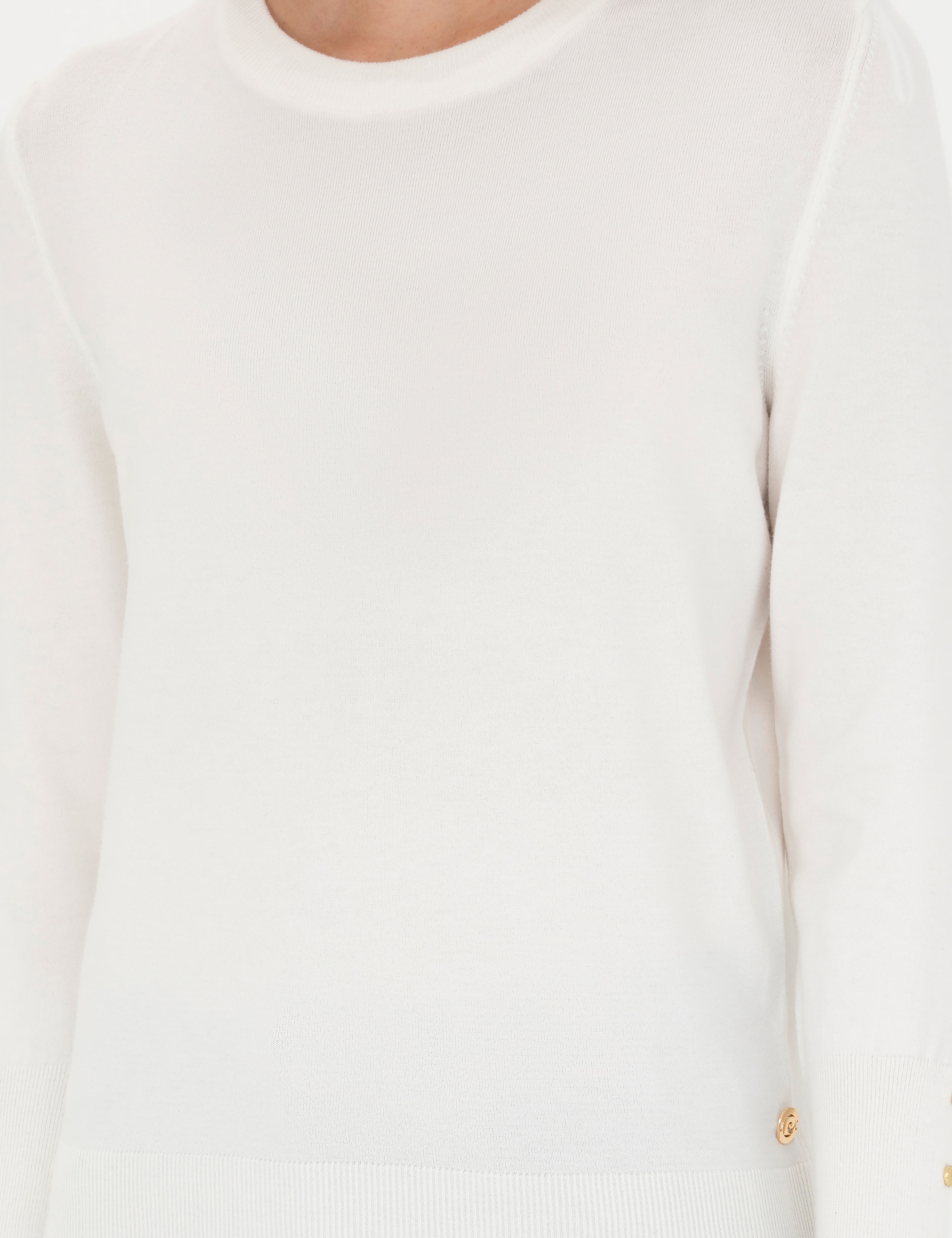 Ekru Slim Fit Bisiklet Yaka Kazak - Image 6