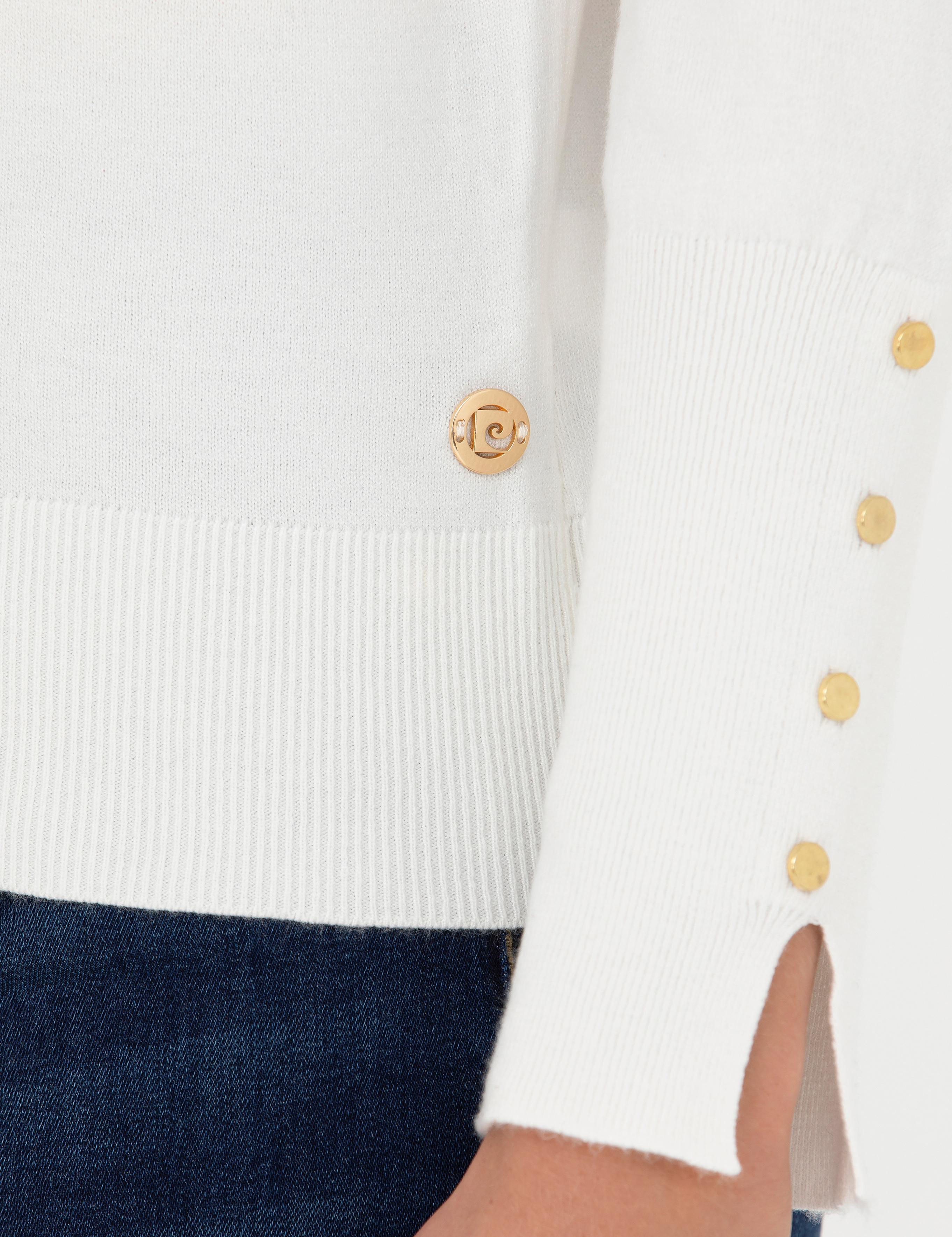 Ekru Slim Fit Bisiklet Yaka Kazak