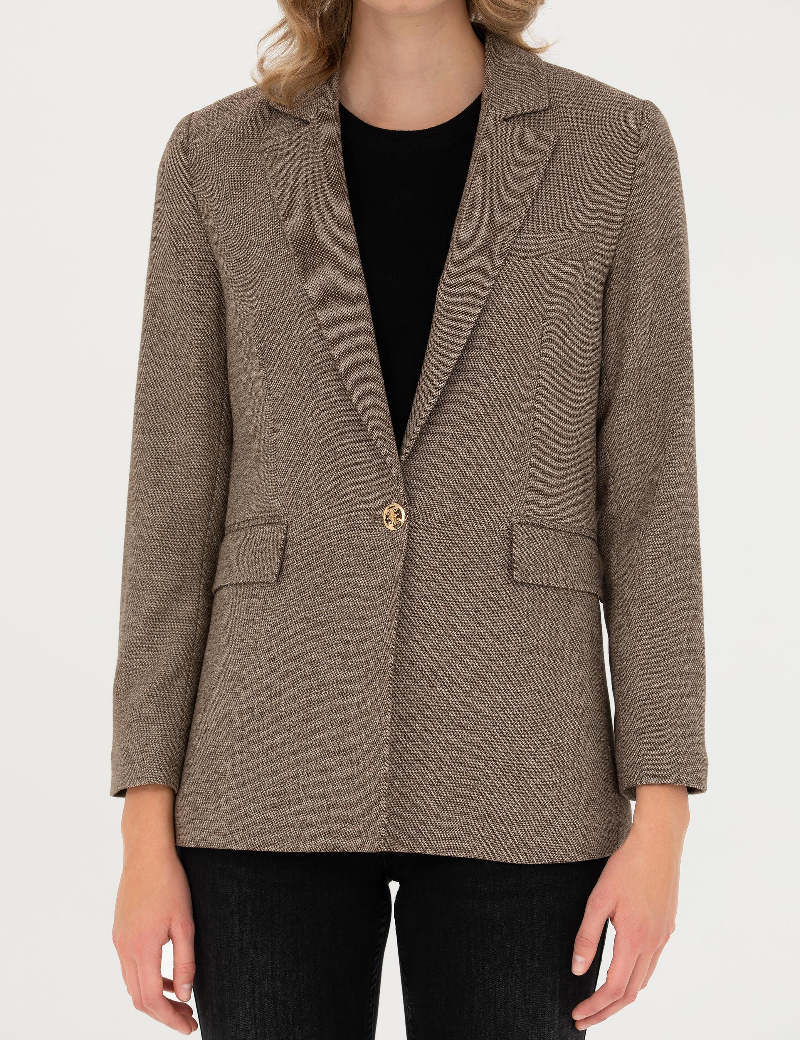 Camel Slim Fit Ceket