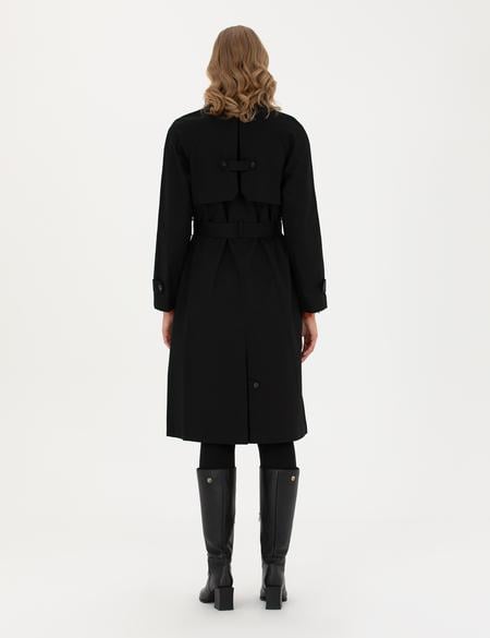 Siyah Slim Fit Trençkot - 50278997005