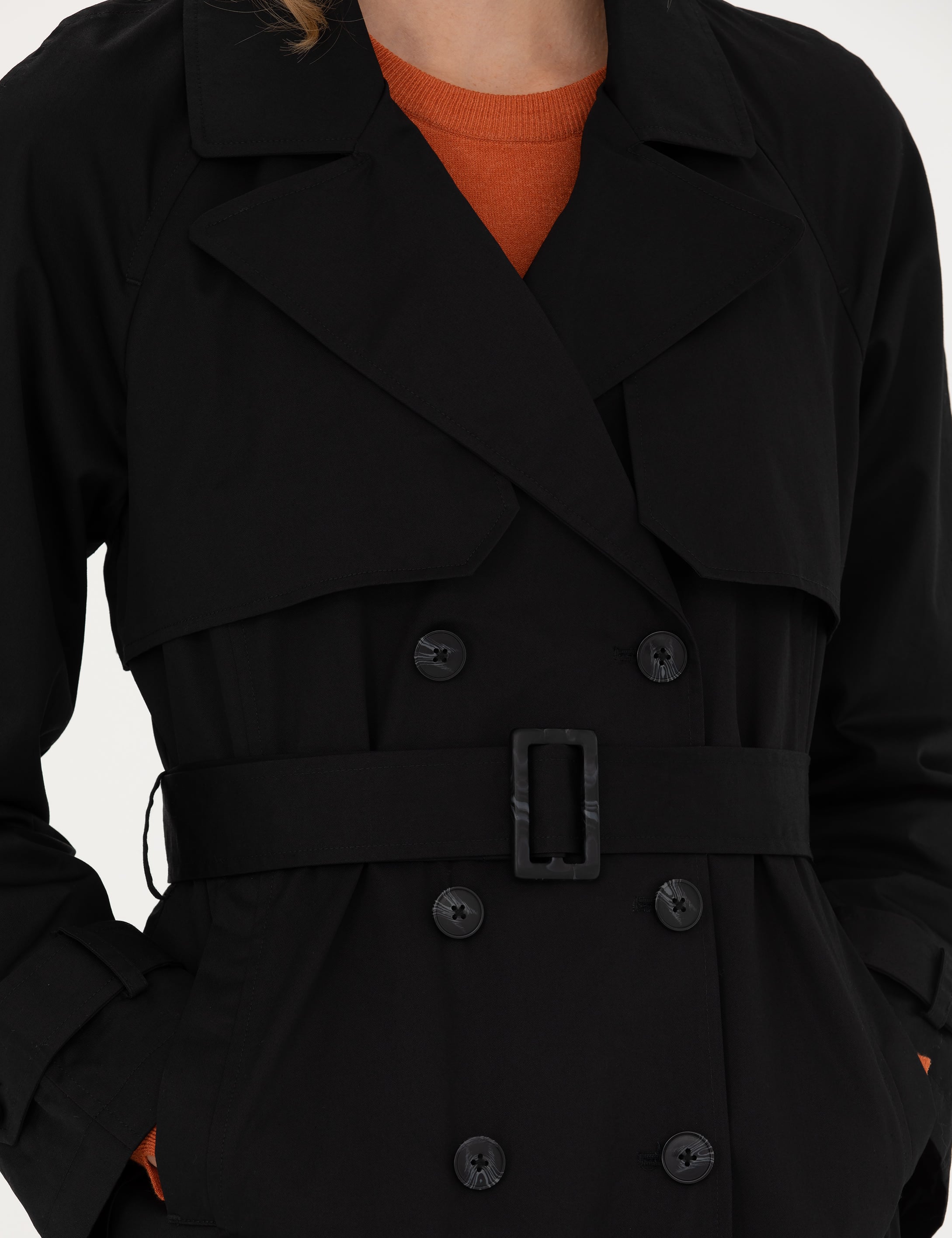 Siyah Slim Fit Trençkot