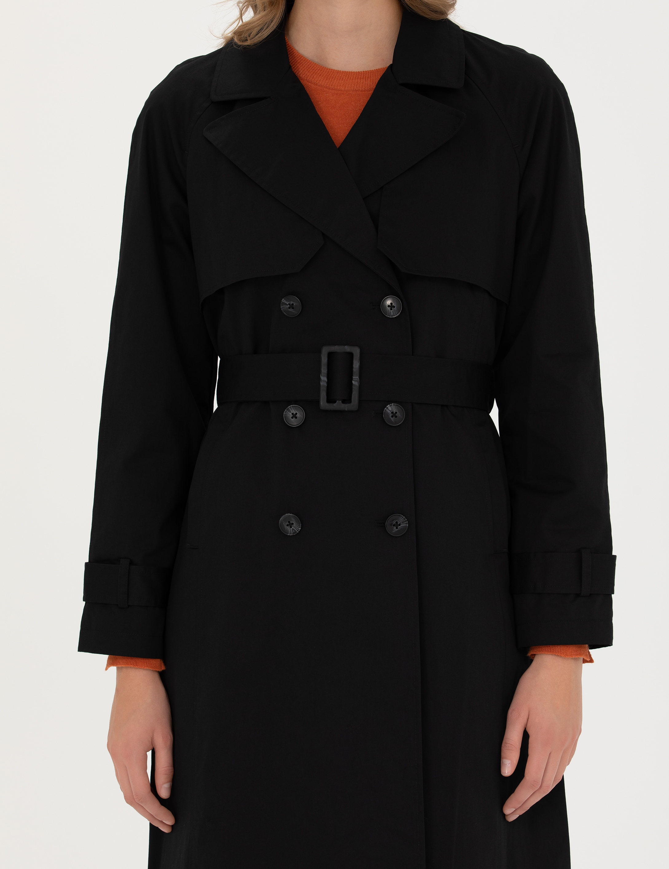 Siyah Slim Fit Trençkot - Image 6