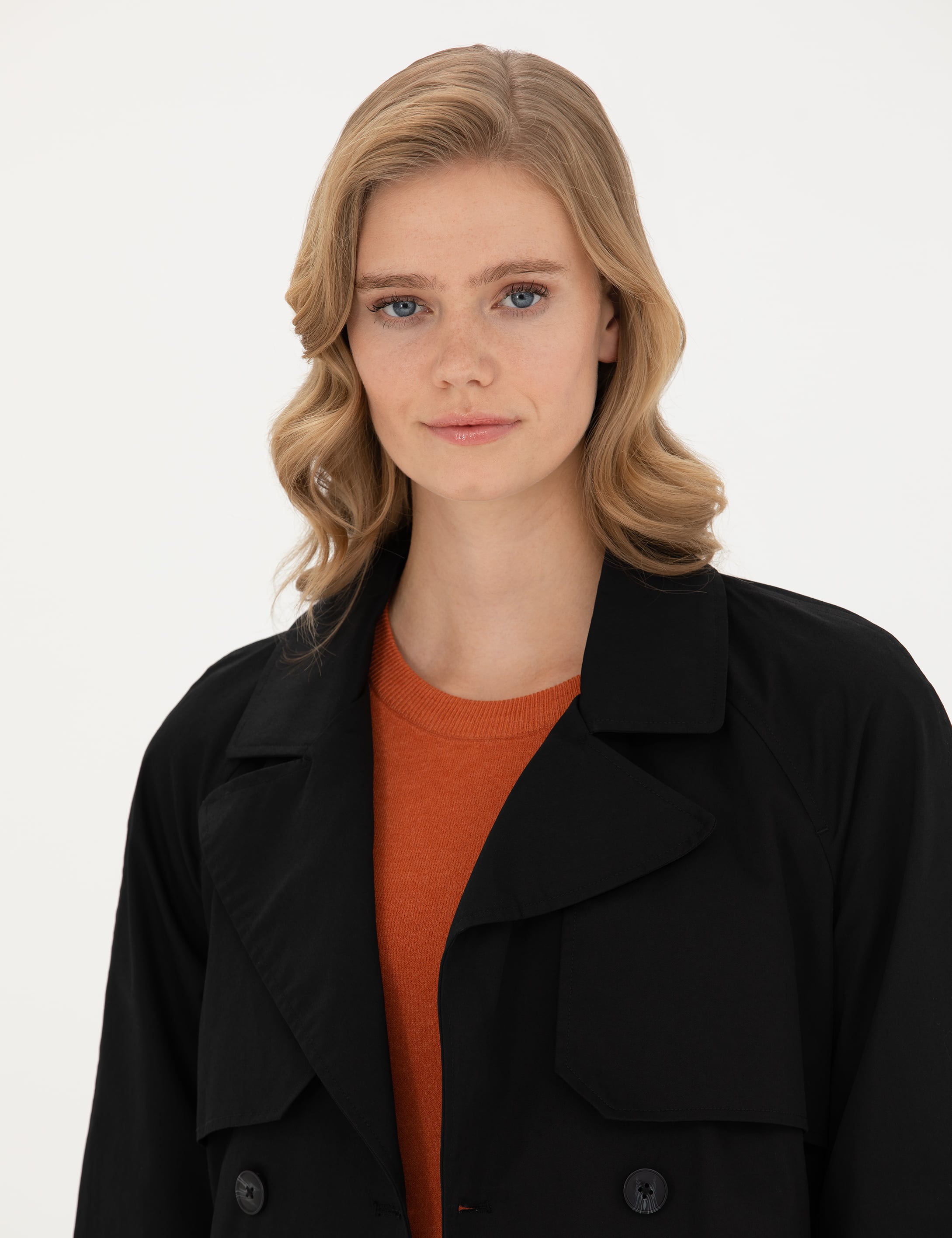 Siyah Slim Fit Trençkot - Image 2