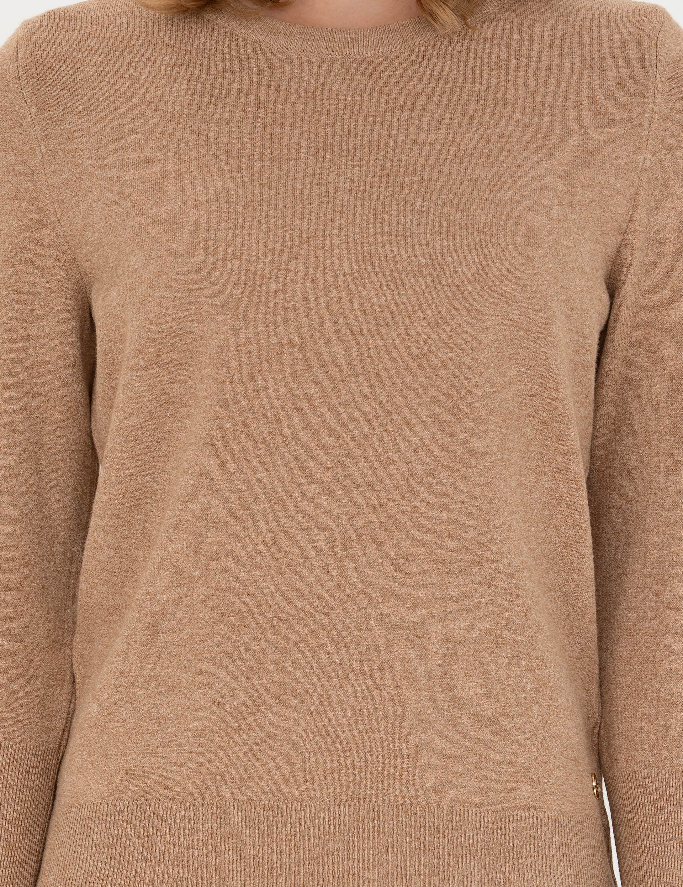 Bej Slim Fit Bisiklet Yaka Kazak - Image 7